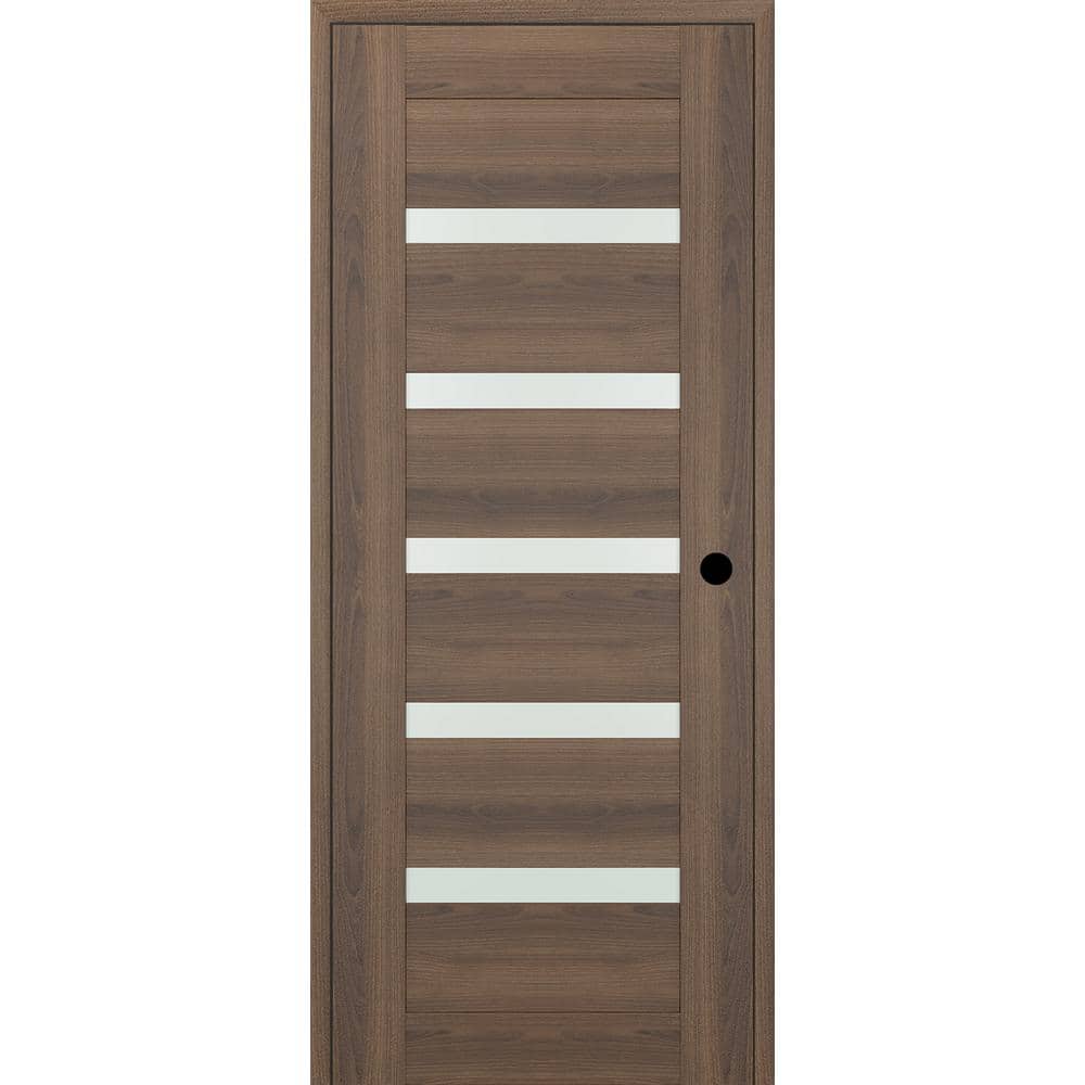 Vona 07-04 30 in. x 84 in. Left-Hand Frosted Glass Pecan Nutwood Wood Composite Single Prehung Interior Door price history on PriceWatchPro