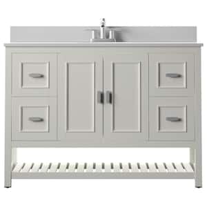 48 in. W x 20 in. D Bathroom Vanity Cabinet in White with Marble Top in White with White Basin