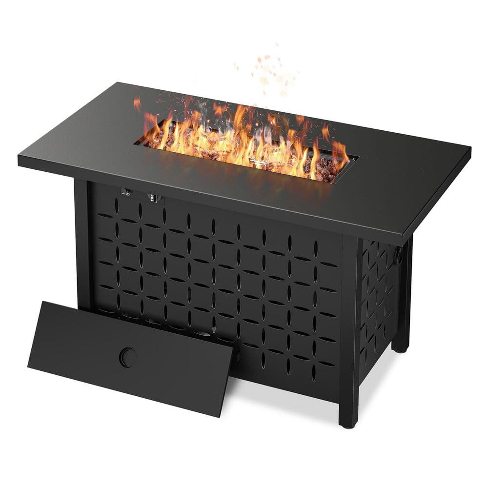 Celebalcony 43 in. Cast Iron Gas Fire Pit with Removable Cover HD-R9051-BK