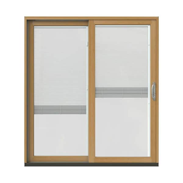 JELD-WEN 72 in. x 80 in. W-2500 Contemporary Red Clad Wood Left-Hand Full Lite Sliding Patio Door w/Stained Interior