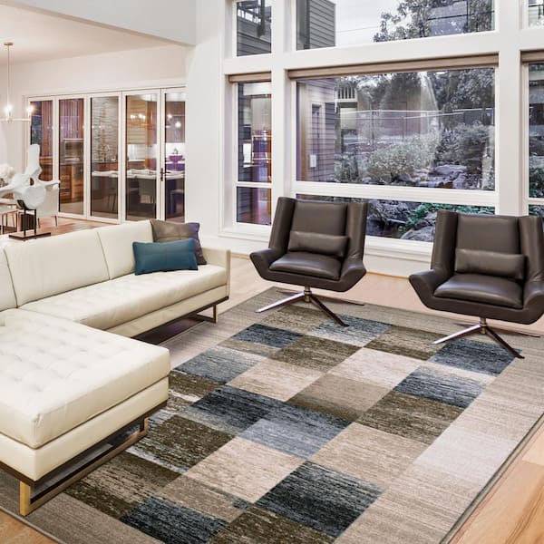 Lockwood Cream 9 ft. x 12 ft. Rustic Non-Slip Area Rug