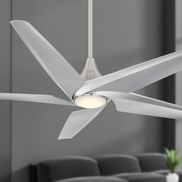 Switch-5 60 in. Smart Indoor Brushed Nickel Dual Mount Ceiling Fan with Integrated LED, Remote Control Included