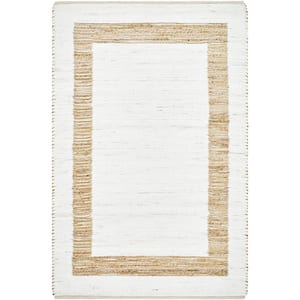 Jean White/Tan Border 5 ft. x 8 ft. Indoor Area Rug