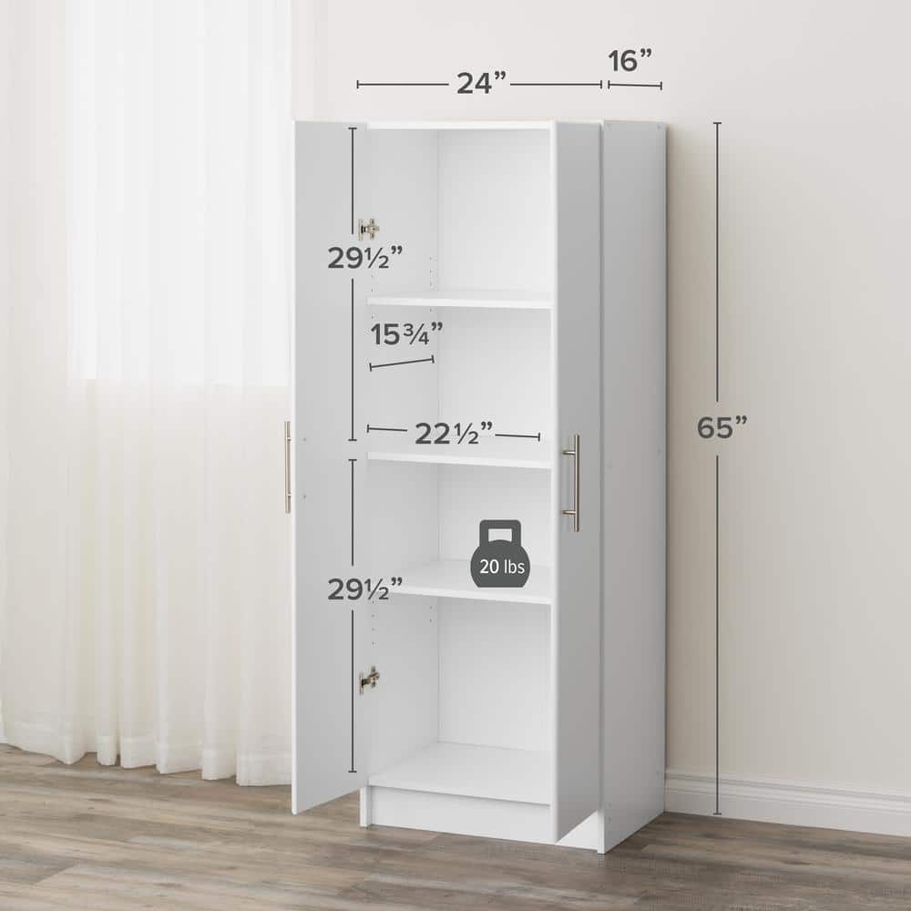 White Tall Storage Cabinet with Adjustable Shelves