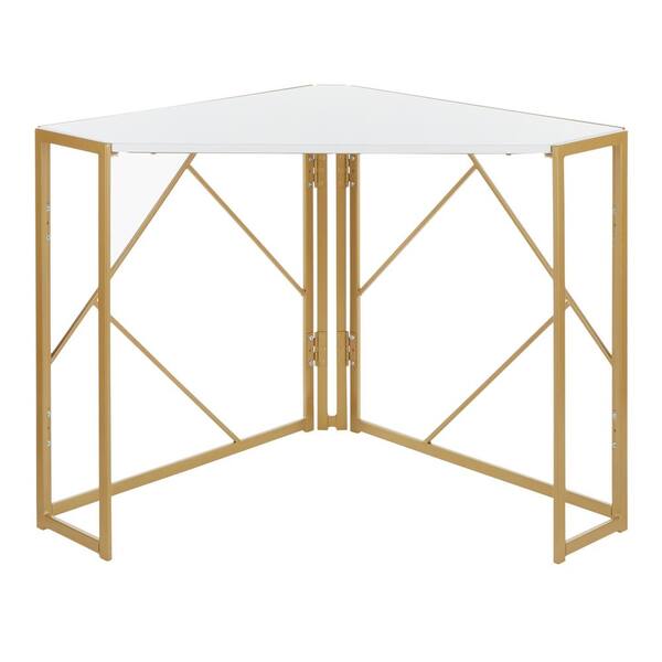 white gold corner desk