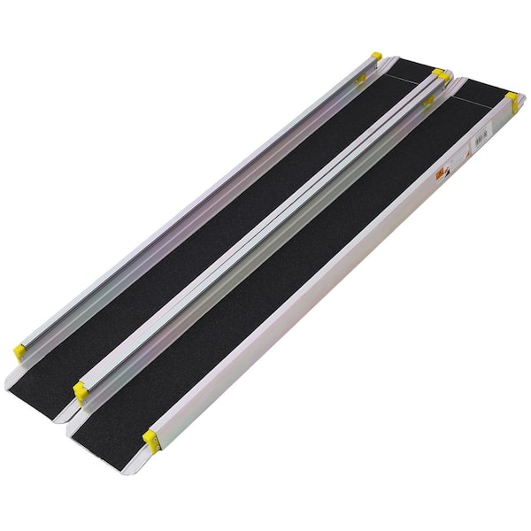 7 ft. Adjustable Aluminum Wheelchair Ramp, Telescoping Non-Skid Surface Ramp, 600 lbs. Capacity