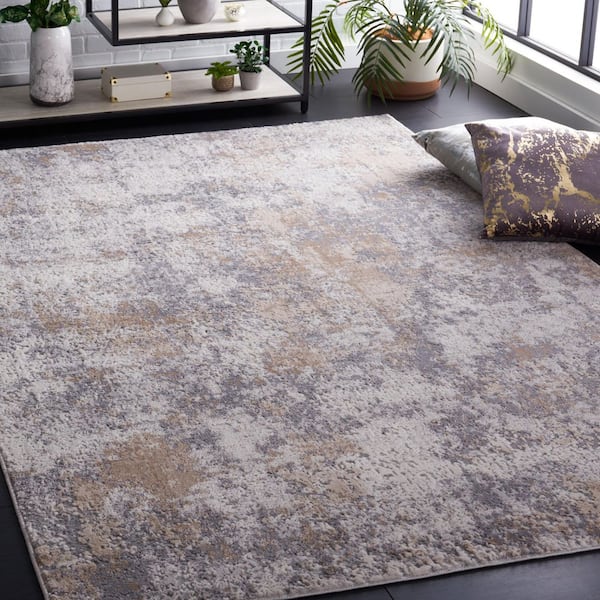 SAFAVIEH Eternal Gray/Beige 7 ft. x 7 ft. Abstract Square Area Rug 