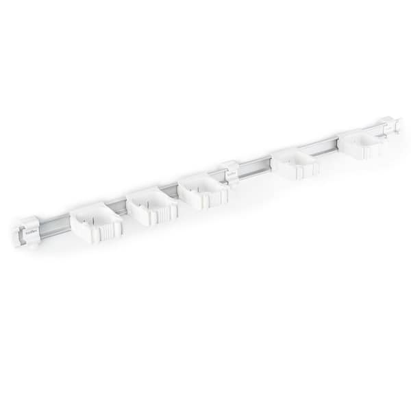 TOOLFLEX 37 in. Universal Garage Storage Rail System with 5 White One-Size-Fits-All Holders