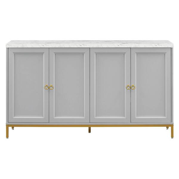 Harper & Bright Designs Light Gray Faux Marble 59.3 in. Sideboard 