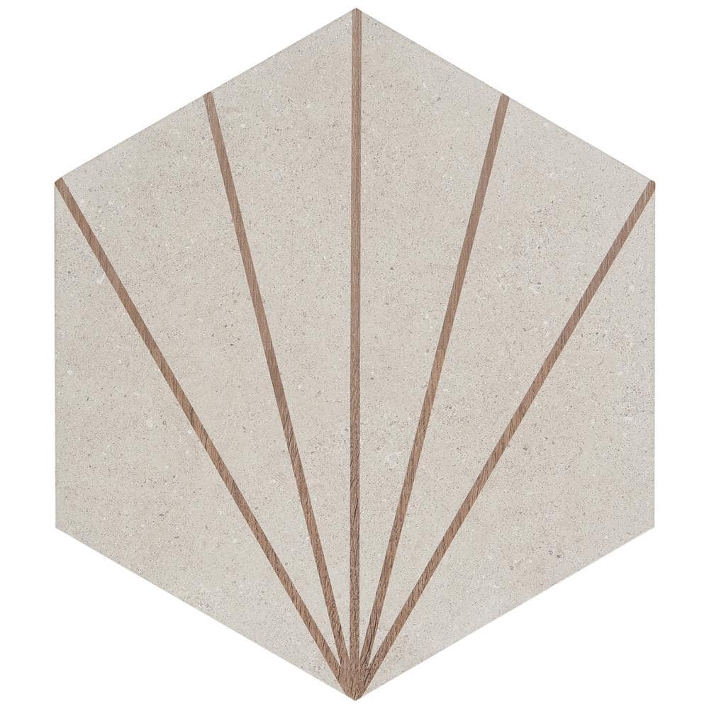 Arbor Hex Beams 13" x 14.5" Beige Porcelain Tile