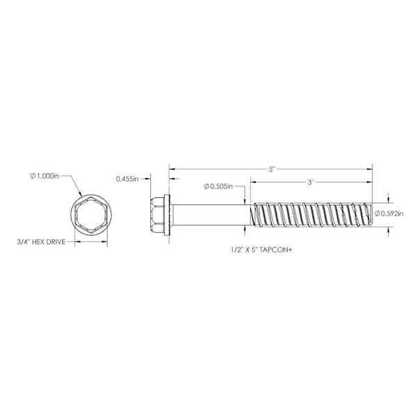 1/2 in. x 5 in. Hex-Washer-Head Large Diameter Concrete Anchors (2-Pack)