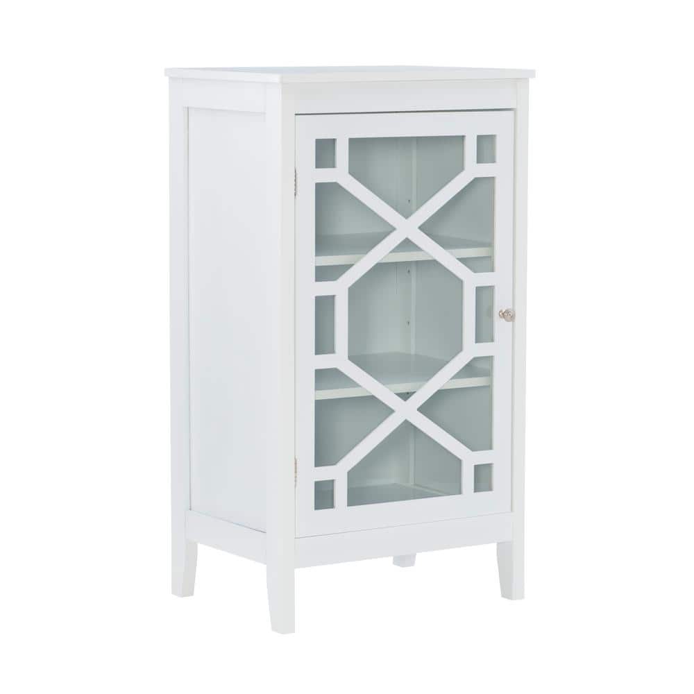 White MDF Accent Cabinet with Glass Door and Shelves