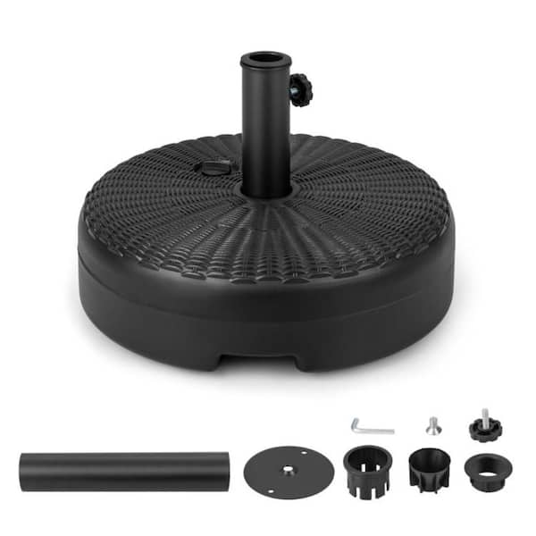 Kadehome 66 lbs. Fillable Round Patio Umbrella Base in Black for 1.5 in. to 1.9 in. Pole Free Standing Market Umbrella Stand