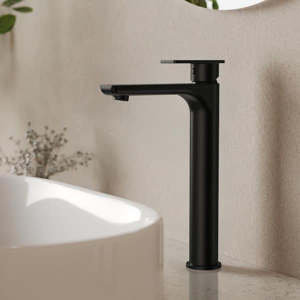 12 in. Faucet Height Single Handle Single Hole Bathroom Faucet Spot Resistant in Matte Black Drain Not Included