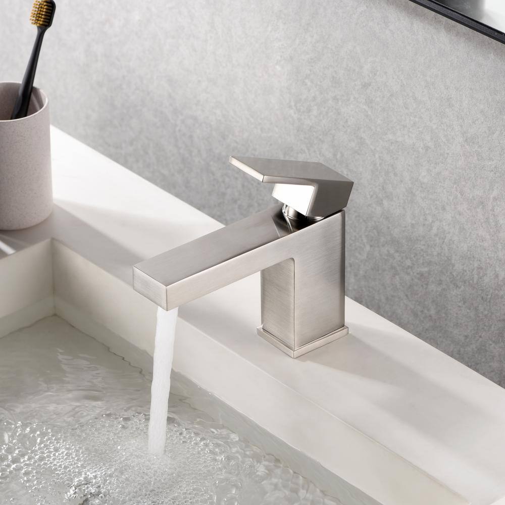 Brushed Nickel Modern Single-Hole Bathroom Faucet