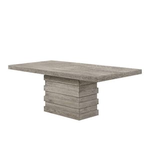 Modern Style 84 in. Gray Wooden Pedestal Base Dining Table (Seats 4)