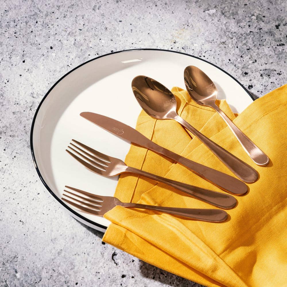 Rose Gold Stainless Steel 20-Piece Flatware Set for 4