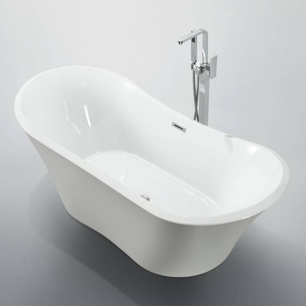 Ancona 71'' Glossy White Freestanding Acrylic Bathtub