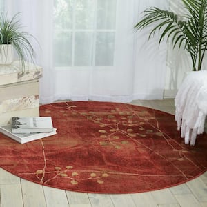Somerset Flame 6 ft. x 6 ft. Oriental Modern Round Area Rug