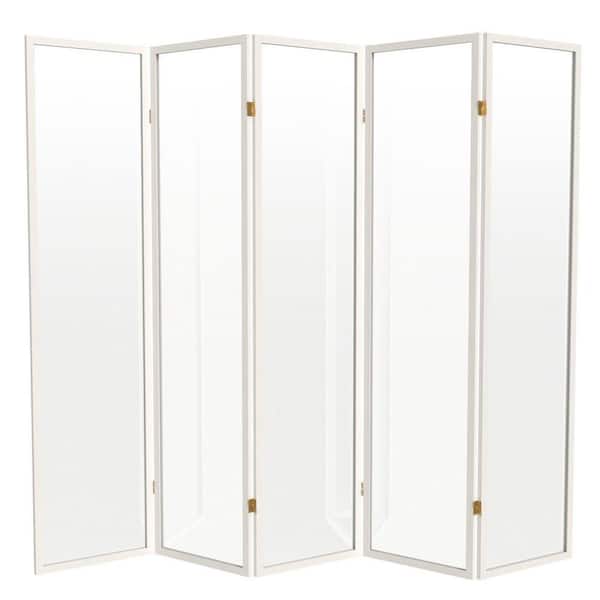6 ft. Tall Clear Plastic Partition White 5 Panel