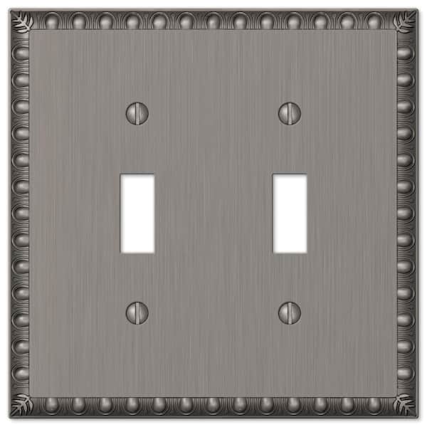 Antiquity 2 Gang Toggle Metal Wall Plate - Antique Nickel