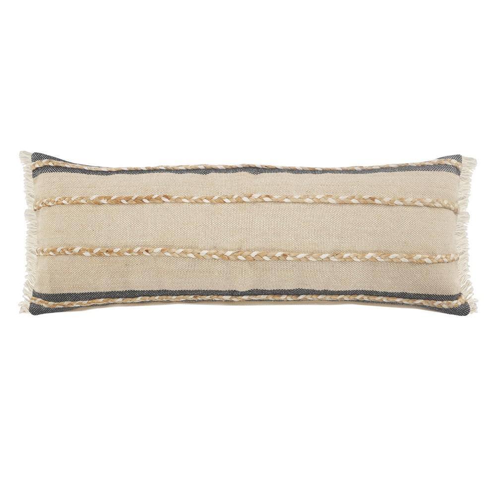 LR Home Atlantis Jute Braiding and Fringe Throw Pillow 24 x 24 Black/Tan/Taupe LR Home Atlantis Jute Braiding and Fringe Throw Pillow 24 x 24 Black/Tan/Taupe
