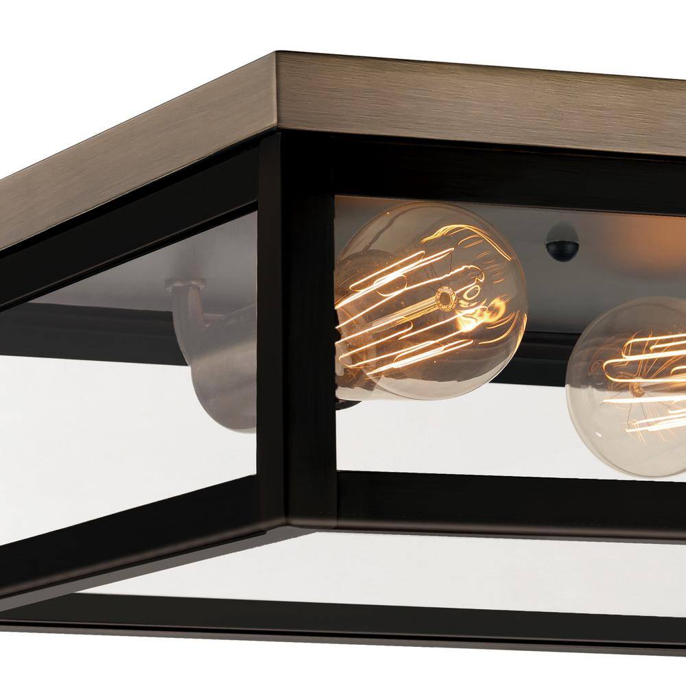 Verona Dark Bronze 13" LED Flush Mount with Frosted Glass