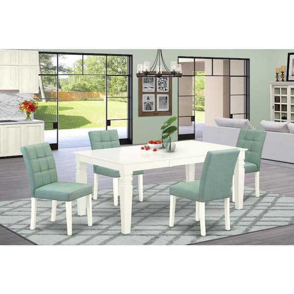5-Piece Rectangle Buttermilk and Cherry Finish Solid Wood Top Dining table with 4 Chairs with Lattice Back
