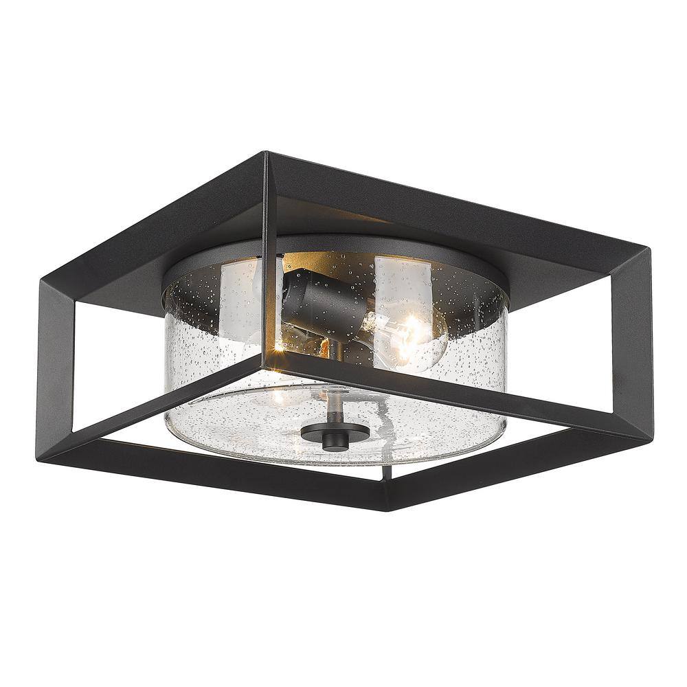 Natural Black Glass Outdoor Flush Mount Light