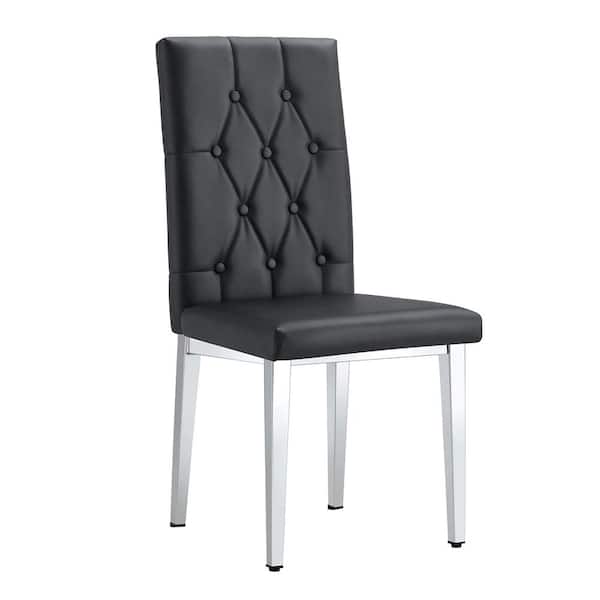 Modern Black PU Leather Seat Dining Chairs Set of 4 for Kitchen, Living, Dining Room