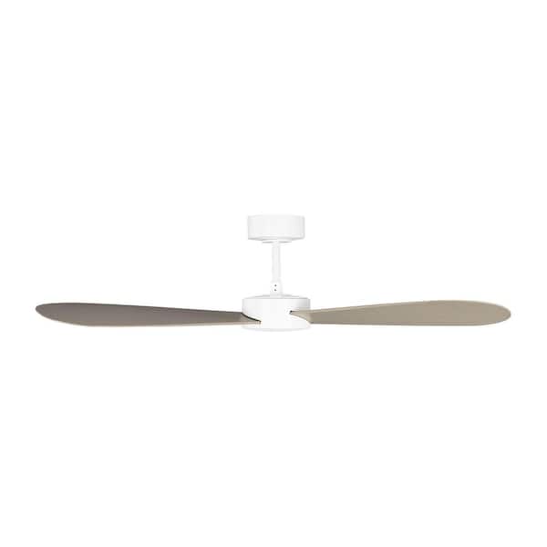 Generation Lighting - Fan Paddle Smart 52 in. Matte White Downrod Mount Standard Ceiling Fan with Remote and White Cerused Oak Blades
