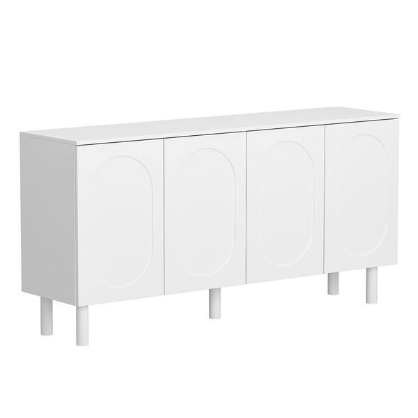 Fufuandgaga White Wooden 31 5 In Height X 63 2 In Width Storage Cabinet Sideboard With 4