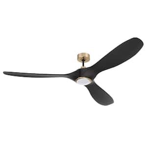 Envy 84 in. Indoor/Outdoor Flat Black and Satin Brass Ceiling Fan with Smart Wi-Fi Enabled Remote & Integrated LED Light