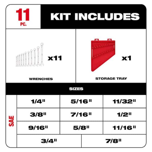 Combination SAE Wrench Mechanics Tool Set (11-Piece)