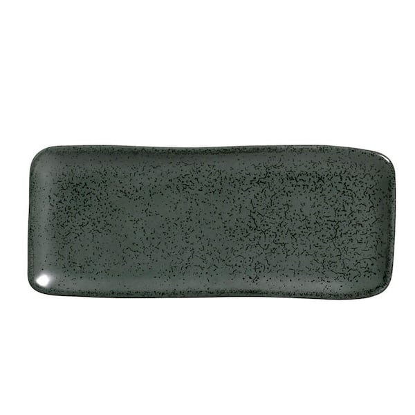 8.66 in. Greenery Green Stoneware Rectangular Platter Organic (Set of 4)