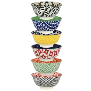 Soho Multicolored Porcelain 6.25 in. 24 oz. Bowls (Set of 6)