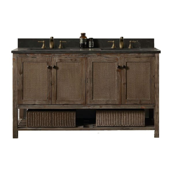 Unbranded Legion Furniture 60 in. W x 22 in. D x 35.4 in. H Bath Vanity in Brown with White Marble Top