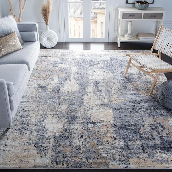 Amelia Gray/Gold 9 ft. x 12 ft. Distressed Area Rug