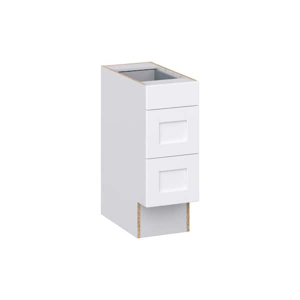 J COLLECTION Milton 12 in. W x 24 in. D x 32.5 in. H Assembled Shaker Accessible ADA Drawer Base Kitchen Cabinet in Bright White