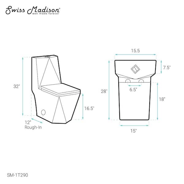 Swiss Madison Brusque One-Piece 1.1/1.6 GPF Dual Flush Square