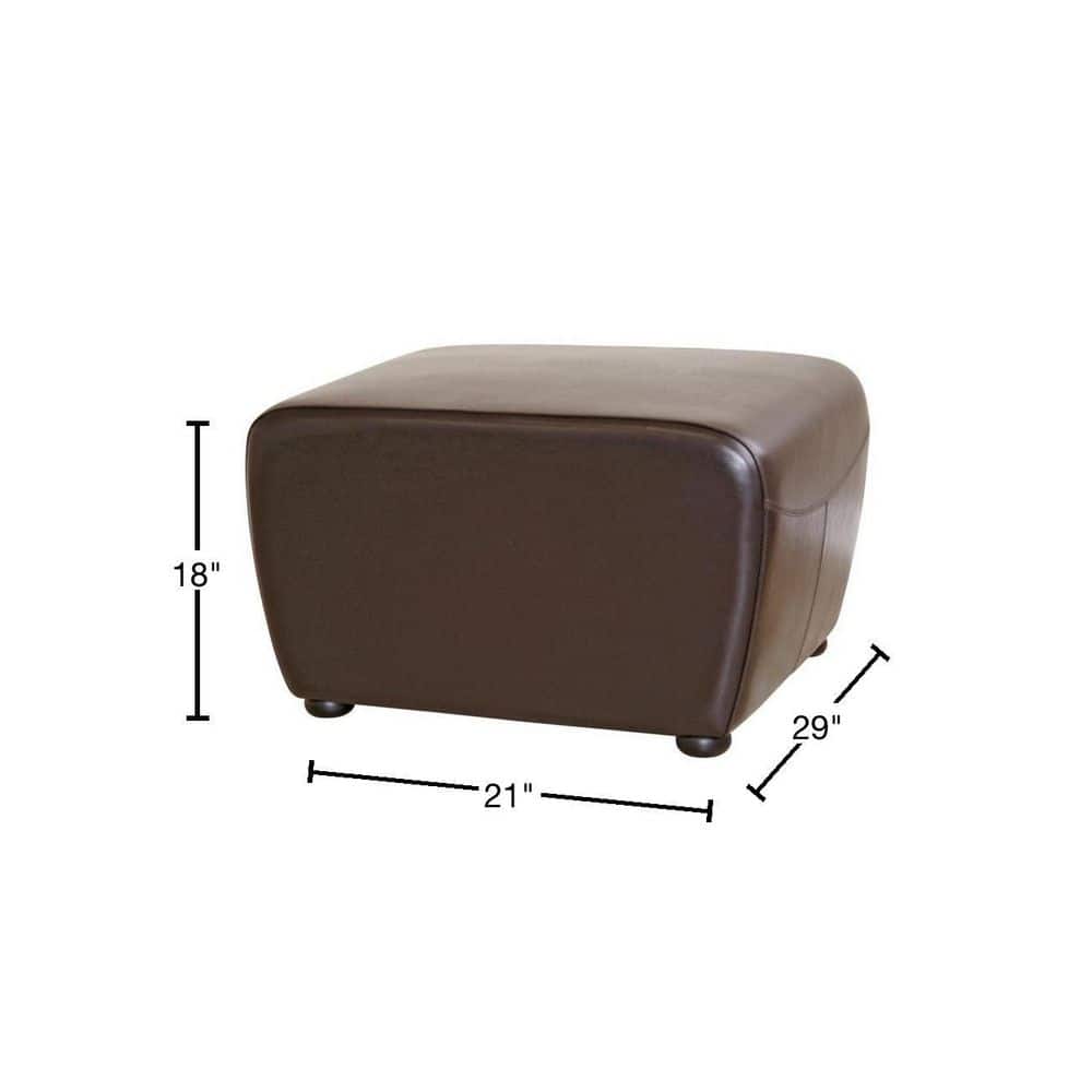 Dark Brown Leather Rounded Cocktail Ottoman