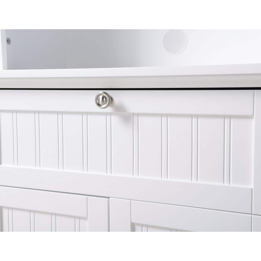 White Wood and Glass China Cabinet with Adjustable Shelves