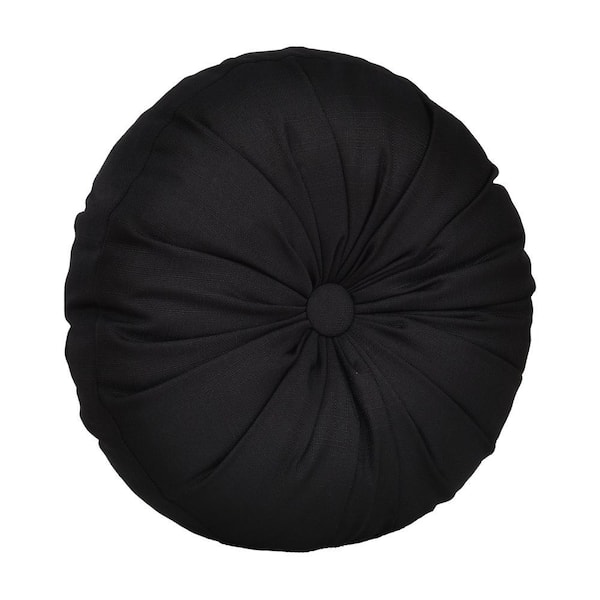 Calabria Black Polyester Solid Round Decorative Throw Pillow 15 In. L X 15 In. W