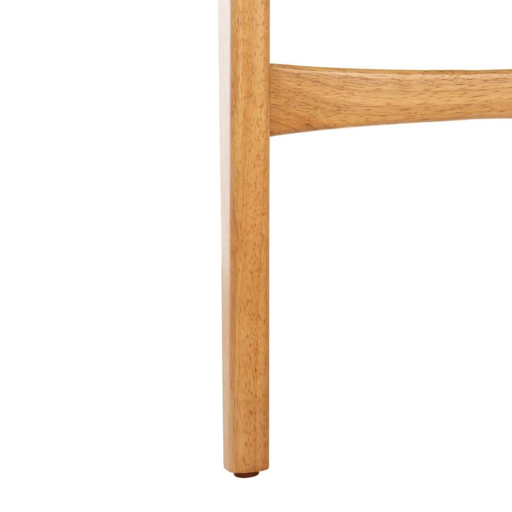 Transitional Retro High-Back Side Chair in Natural Wood & White Cushion