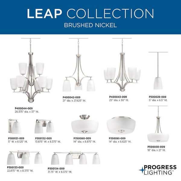 Progress Lighting Leap 5-Light Brushed Nickel Transitional Chandelier