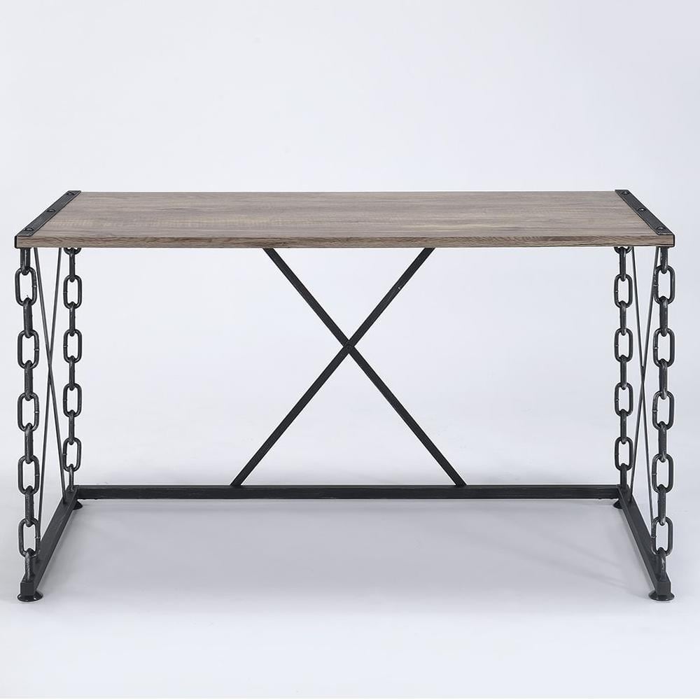 Jodie Rustic Oak & Antique Black Industrial Console Table