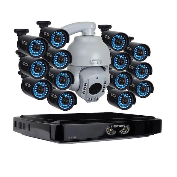 Night Owl 16Channel HD (AHD) 720p System with 2TB HDD Surveillance DVR 14 x 720p HD Bullet Cams and 1x 720p AHD Outdoor PTZ Camera