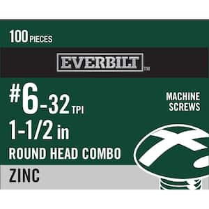 #6-32 x 1-1/2 in. Zinc Plated Combo Round Head Machine Screw (100-Pack)