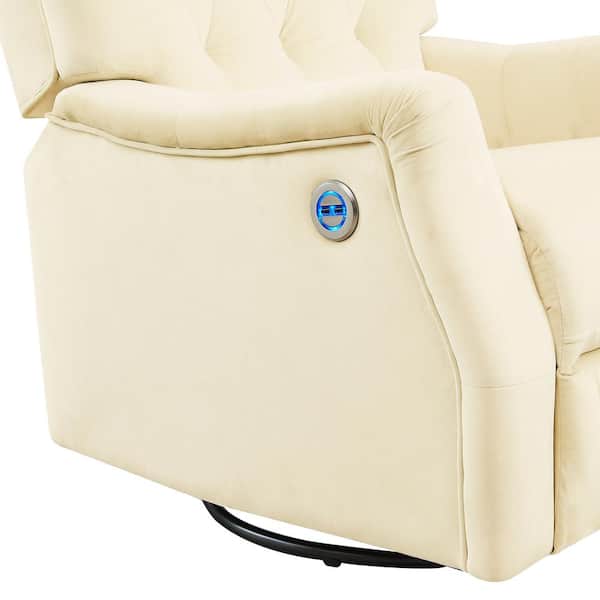 Beige leather couch chair rocker sofa lounge 