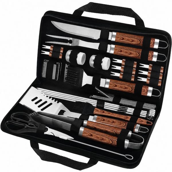 Stainless Steel BBQ Grill Accessories Set 29 Piece Professional Grilling Tools with Storage Bag for Camping